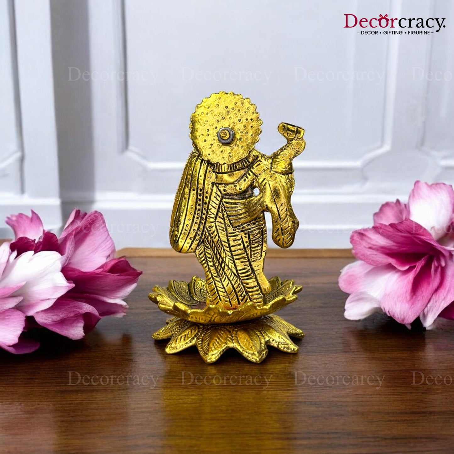 Shree Radha Krishna on Lotus Metal golden