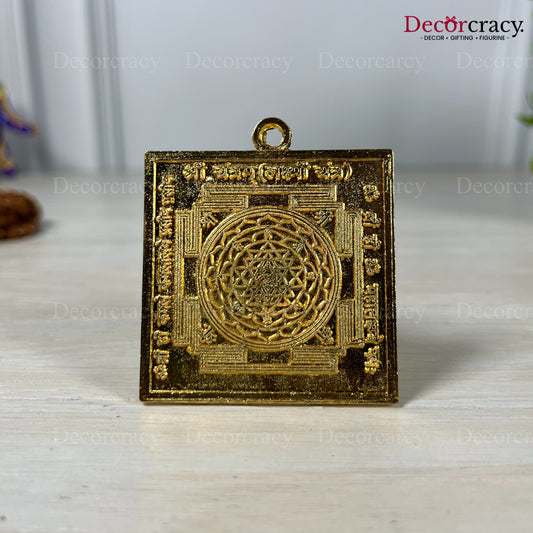 Shree Lakshmi Yantra Diwali Poojan Golden Metal SP 2"