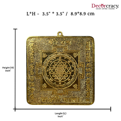 Shree Lakshmi Yantra Diwali Poojan Golden Metal SP 4"