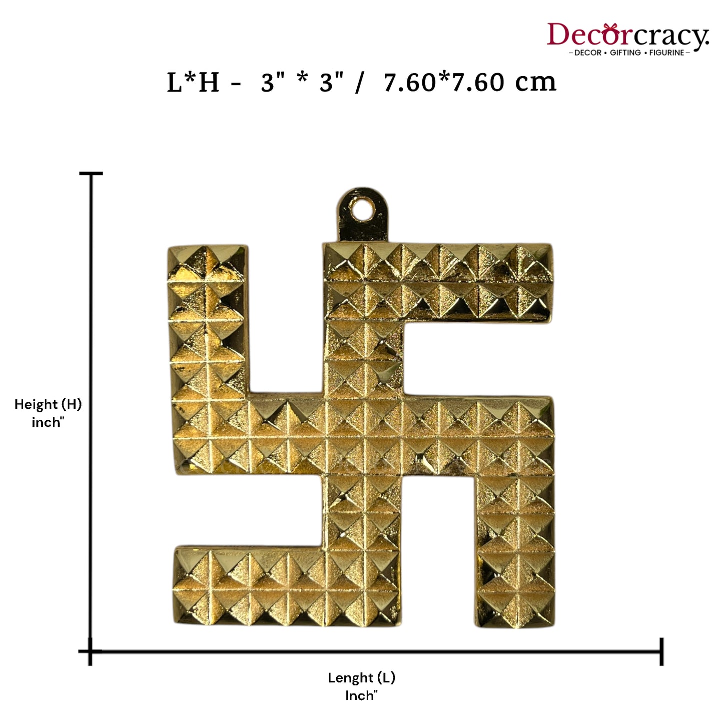Swastik Wall Hanging Golden Metal SP 3"