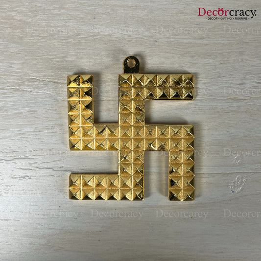 Swastik Wall Hanging Golden Metal SP 3"