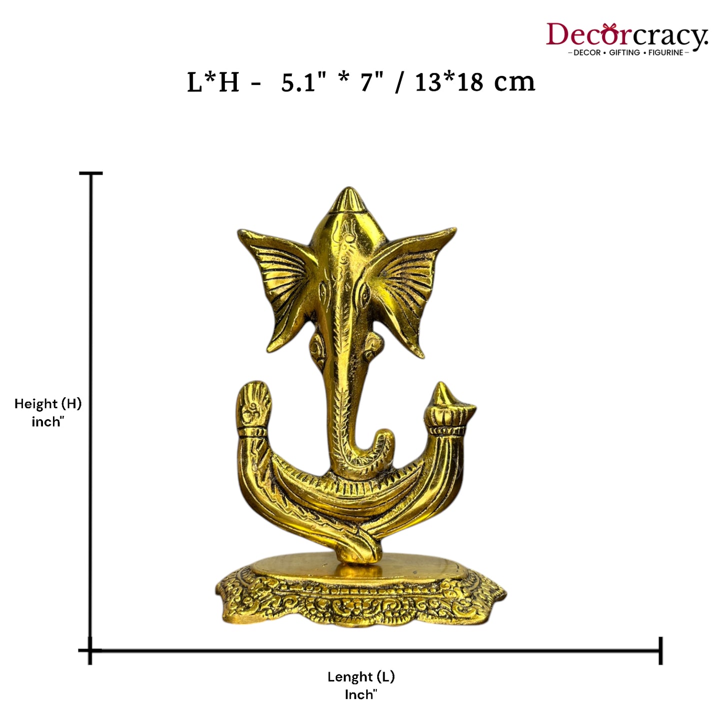 Shree Ganesh Trishool Design Idol Metal golden