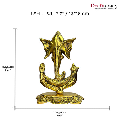Shree Ganesh Trishool Design Idol Metal golden