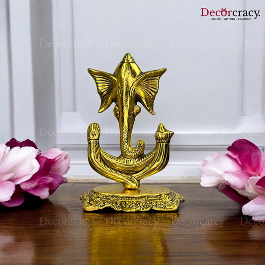 Shree Ganesh Trishool Design Idol Metal golden