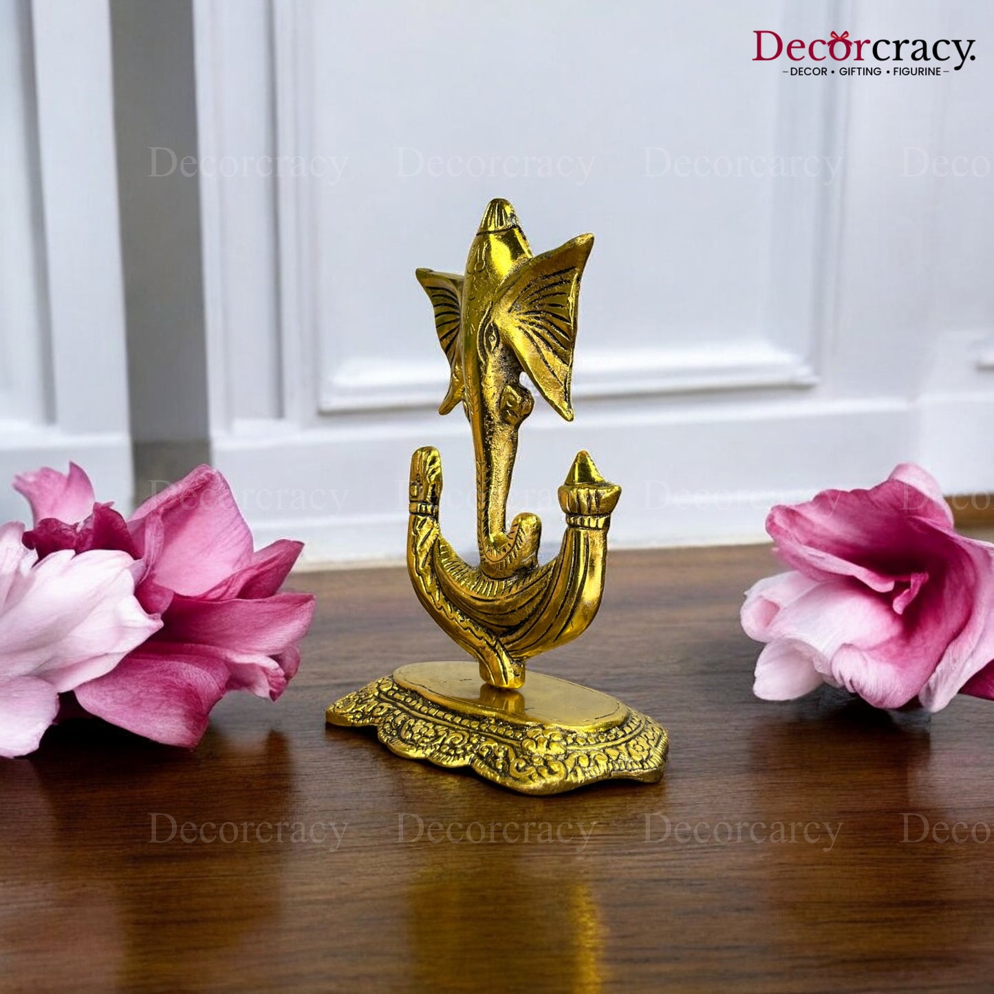 Shree Ganesh Trishool Design Idol Metal golden
