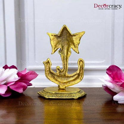 Shree Ganesh Trishool Design Idol Metal golden