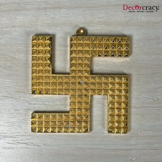 Swastik Wall Hanging Golden Metal SP 4"