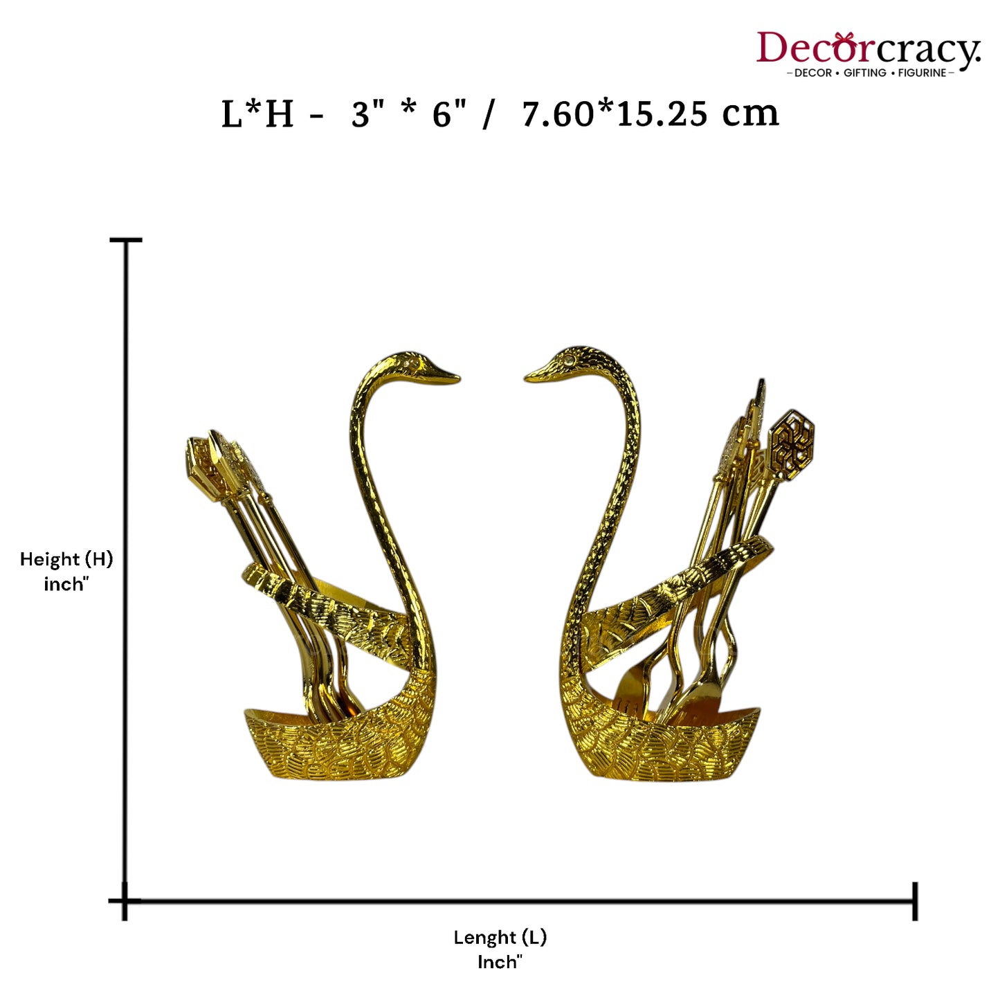 Swan Duck Spoon Fork Stand Set for Dining Table Golden