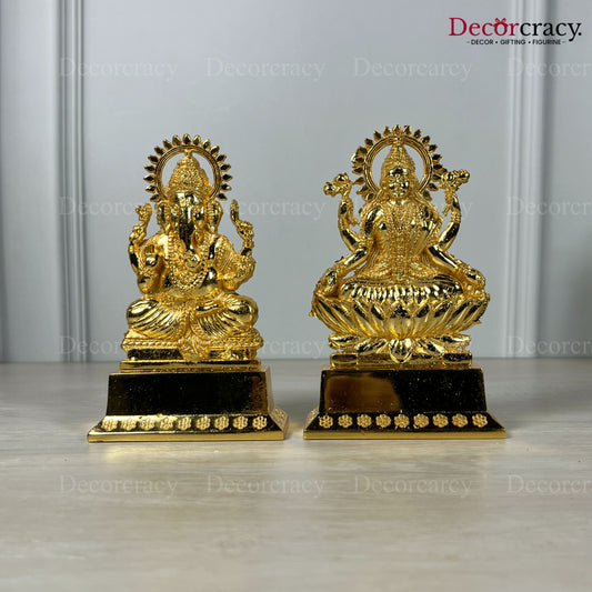 Shree Lakshmi Ganesh Set Golden Metal God SP Idol