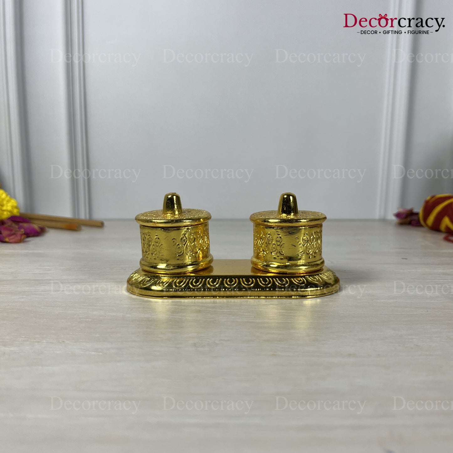 Double Dibbi Magnet  Roli Moli Teeka Sindoor Chawal Golden Metal SP