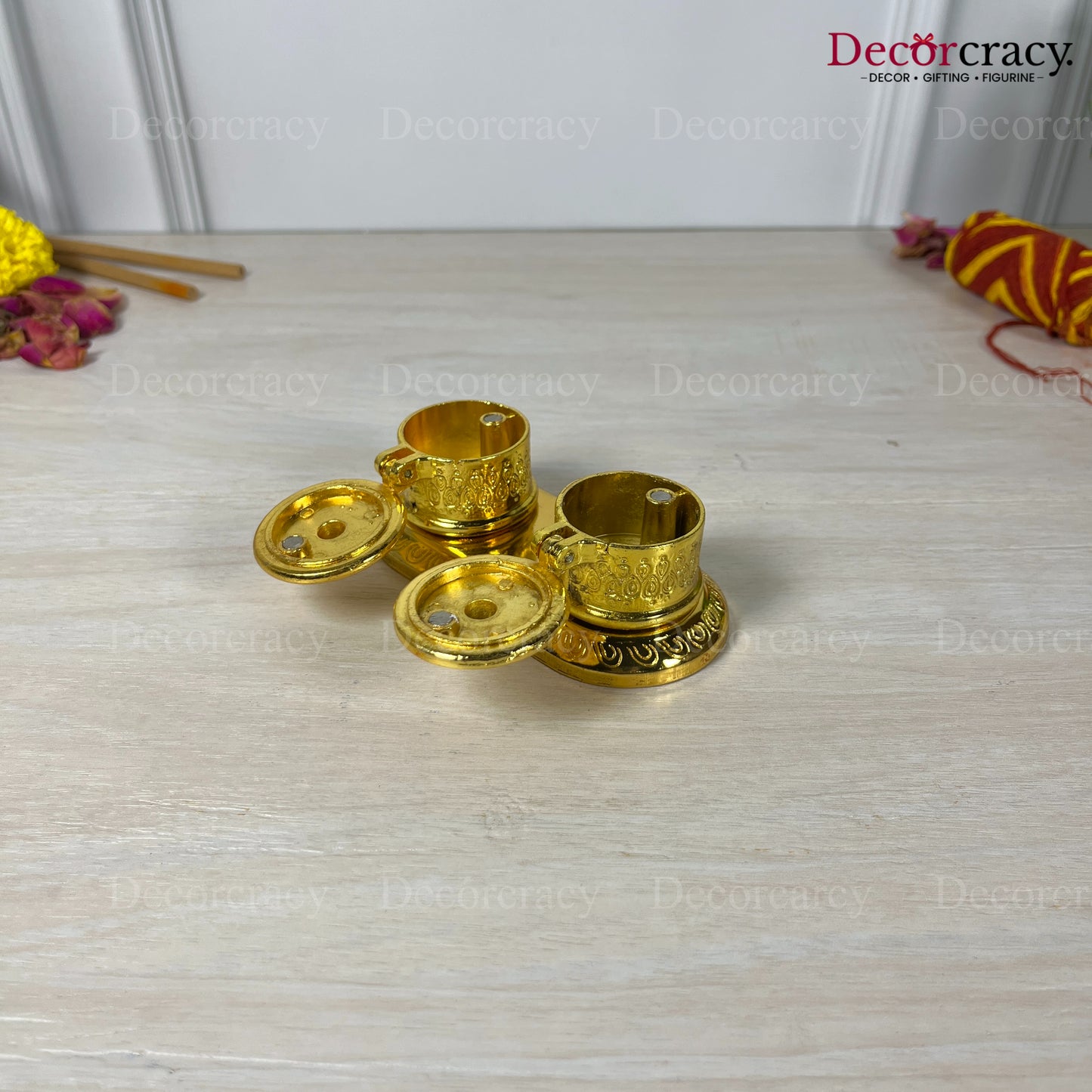 Double Dibbi Magnet  Roli Moli Teeka Sindoor Chawal Golden Metal SP