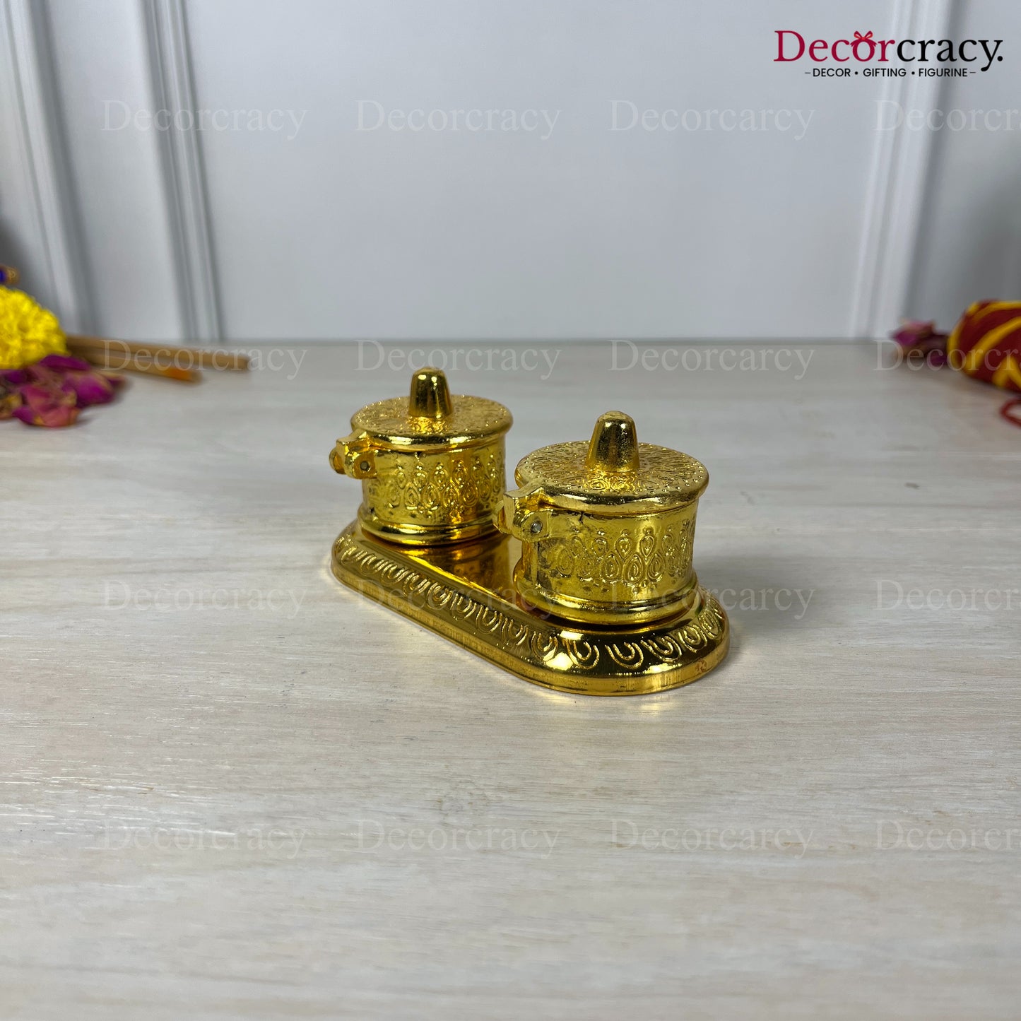 Double Dibbi Magnet  Roli Moli Teeka Sindoor Chawal Golden Metal SP