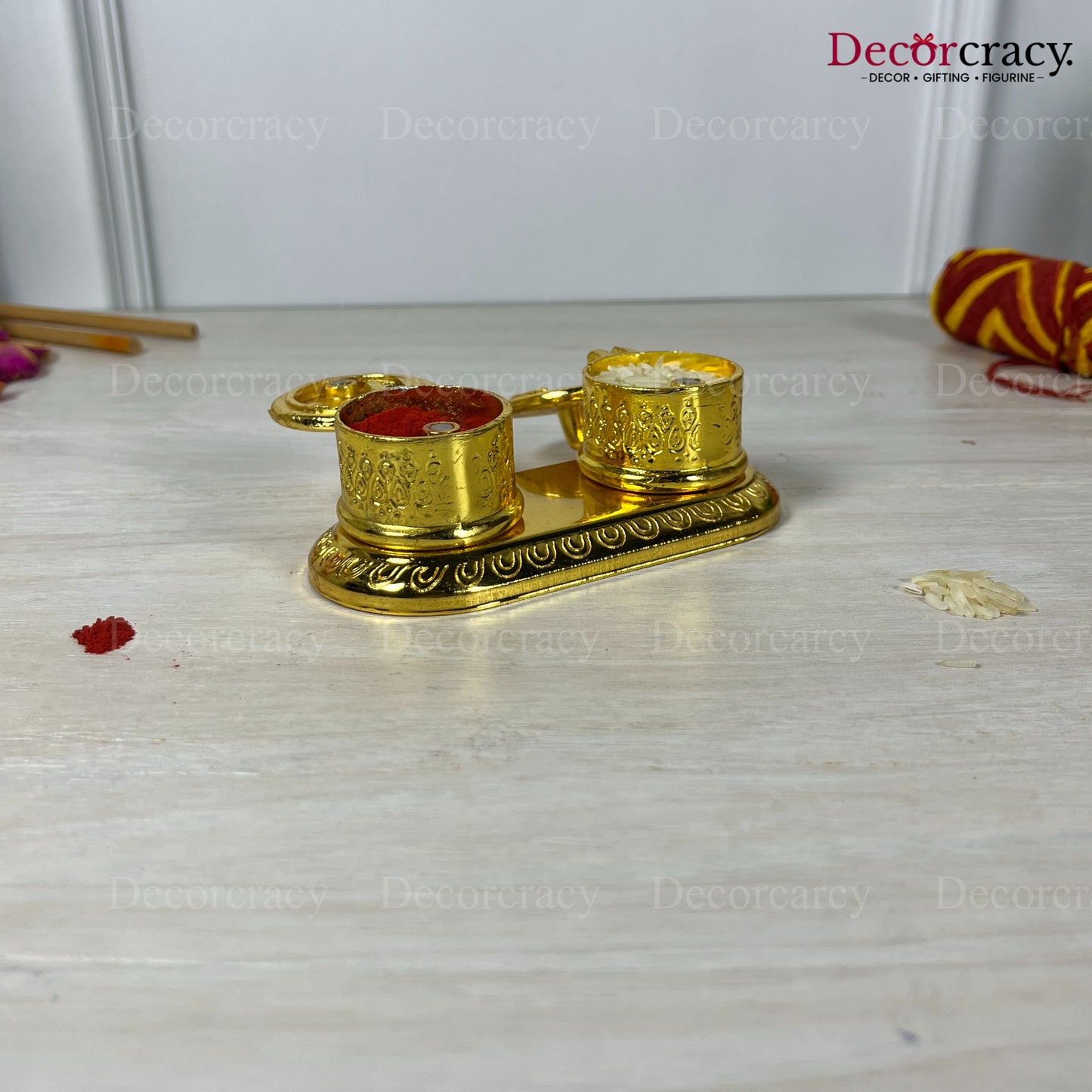 Double Dibbi Magnet  Roli Moli Teeka Sindoor Chawal Golden Metal SP