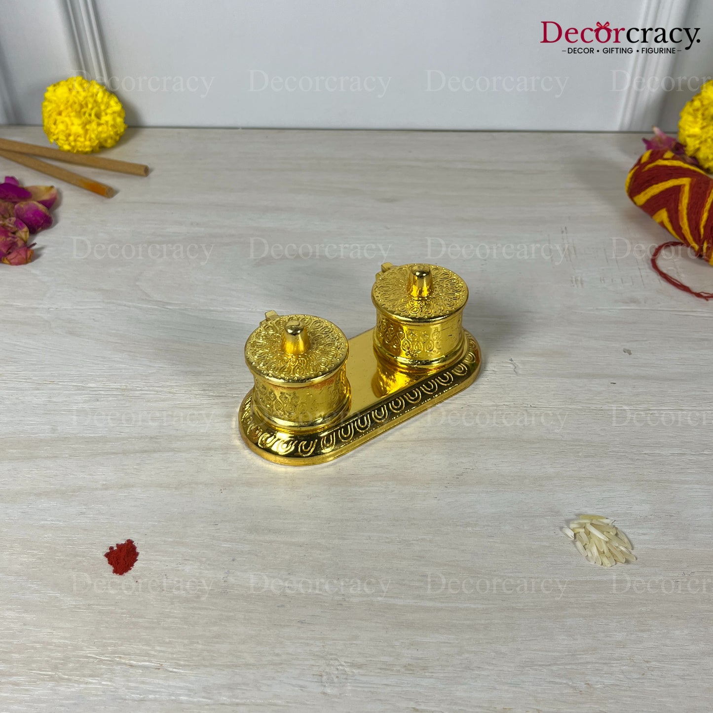 Double Dibbi Magnet  Roli Moli Teeka Sindoor Chawal Golden Metal SP