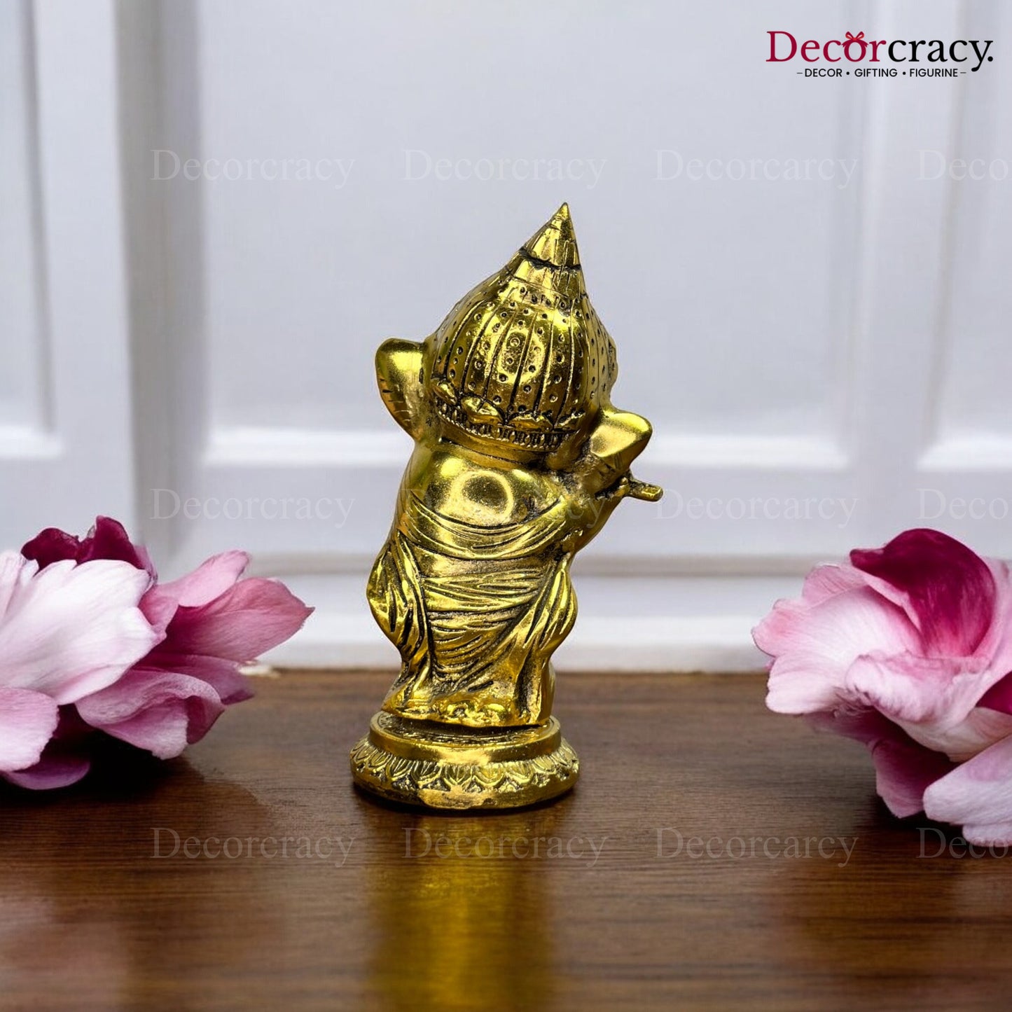 Shree Ganesh with Bansuri Idol Metal golden
