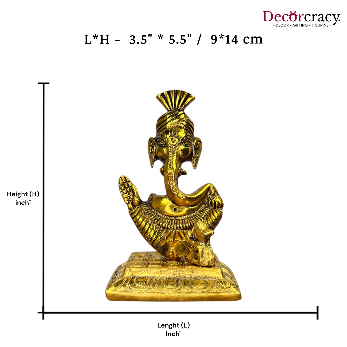 Shree Ganesh with Pagdi Idol Metal golden
