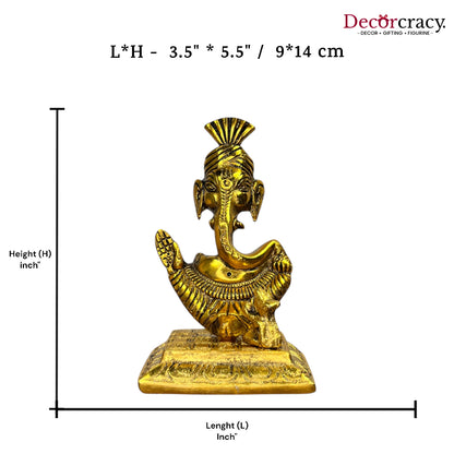 Shree Ganesh with Pagdi Idol Metal golden