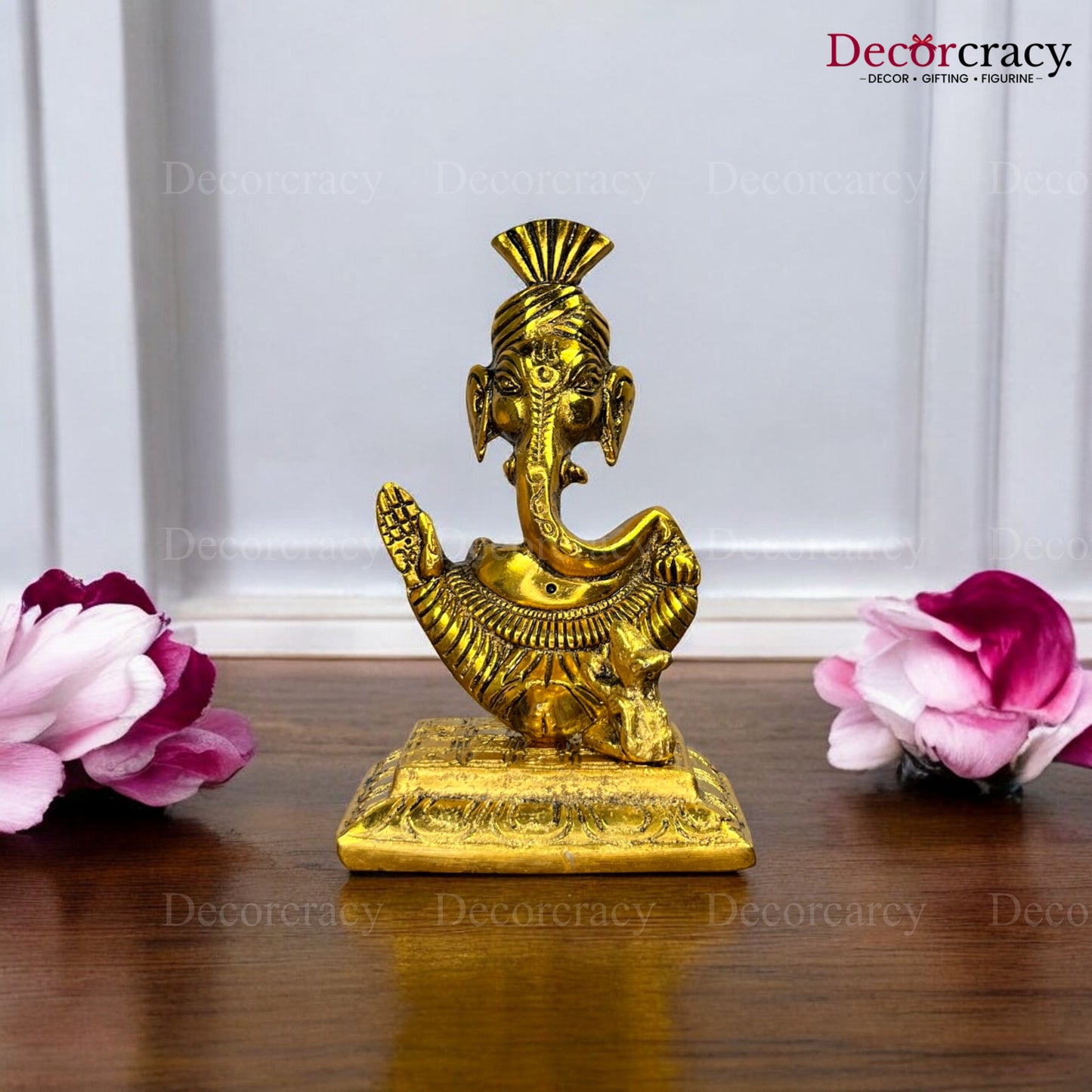 Shree Ganesh with Pagdi Idol Metal golden