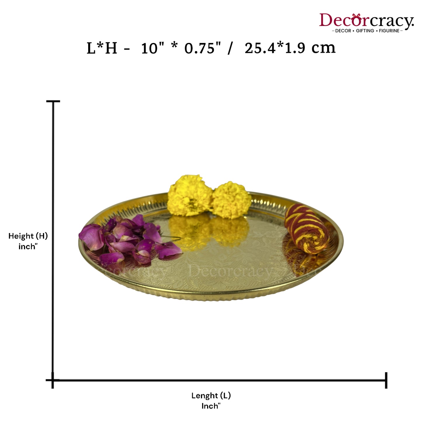 Golden Pooja Brass Aarti Plain Thali 10"