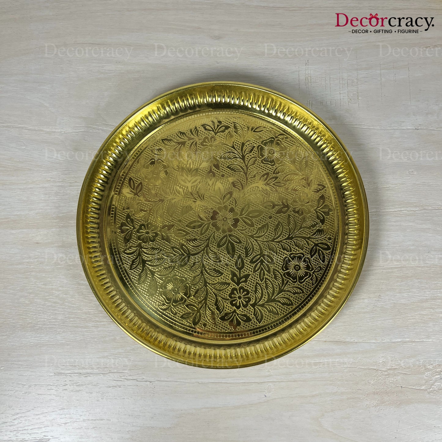 Golden Pooja Brass Aarti Plain Thali 10"