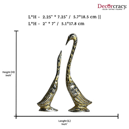 Golden Kissing Swan Couple Aluminium Metal Love Birds Romantic Home Décor8"