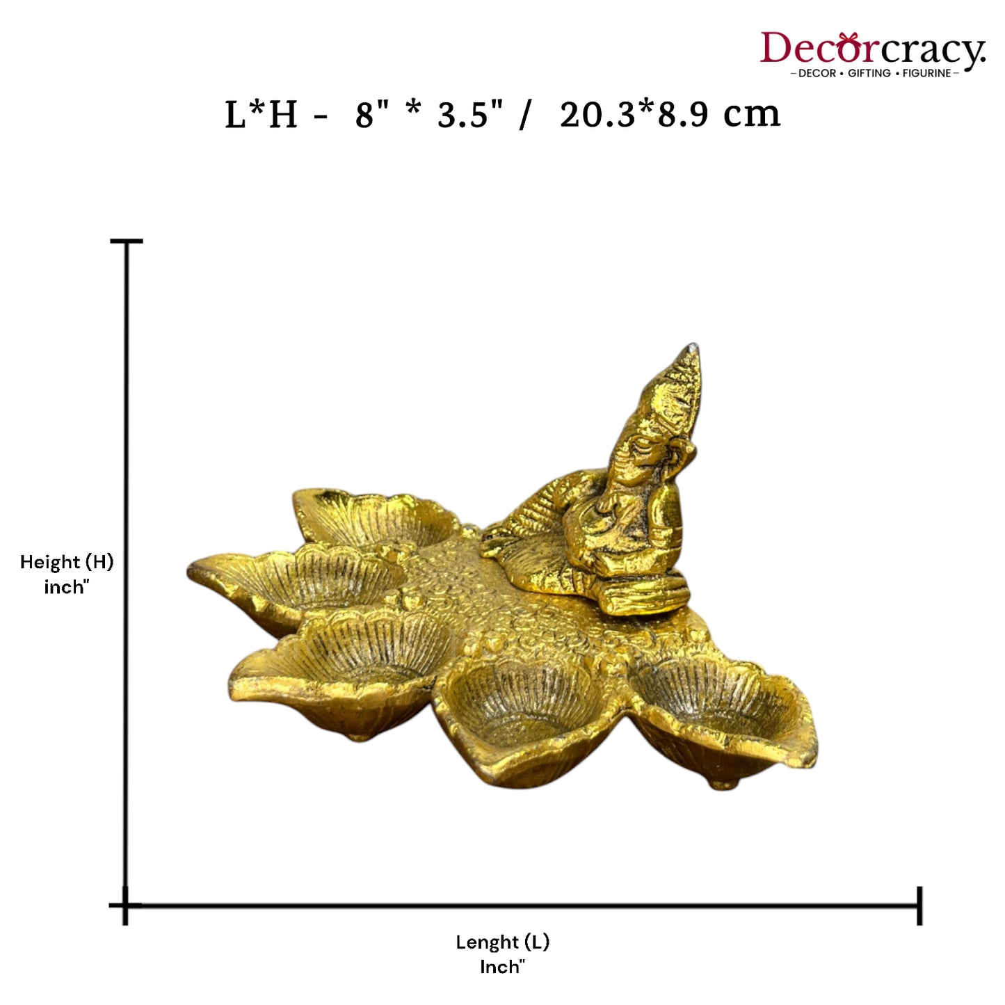 Ganesh Deepak 5 wicks for Aarti Pooja Mandir Metal golden