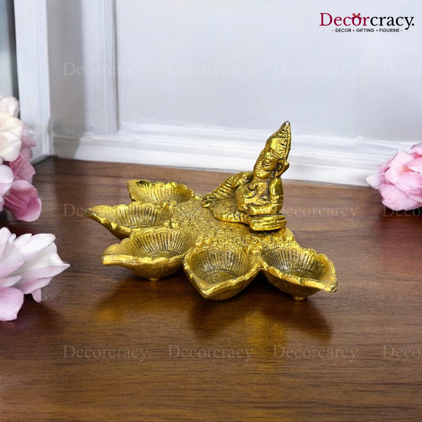 Ganesh Deepak 5 wicks for Aarti Pooja Mandir Metal golden