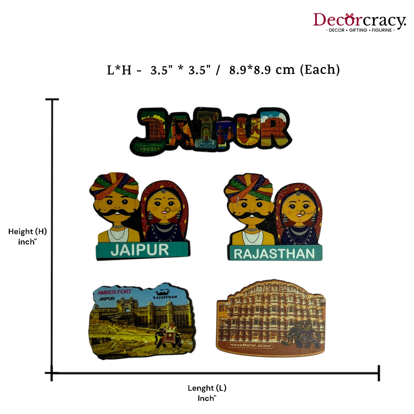 Fridge Magnets Jaipur Monumental Souvenir Set Engineered Wooden set of 5