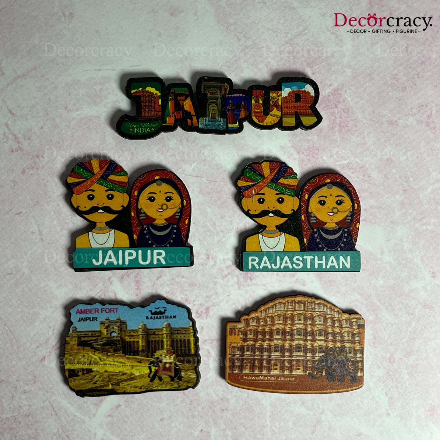 Fridge Magnets Jaipur Monumental Souvenir Set Engineered Wooden set of 5