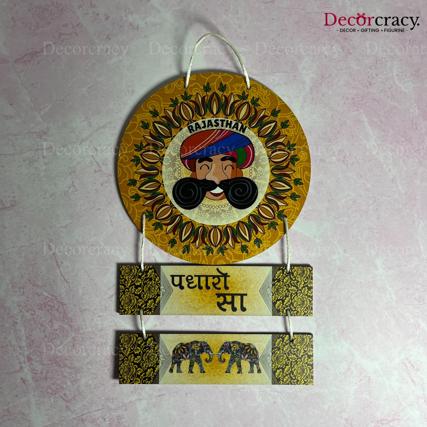 Padharo Sa Welcome Sign Wooden Wall Hanging Décor