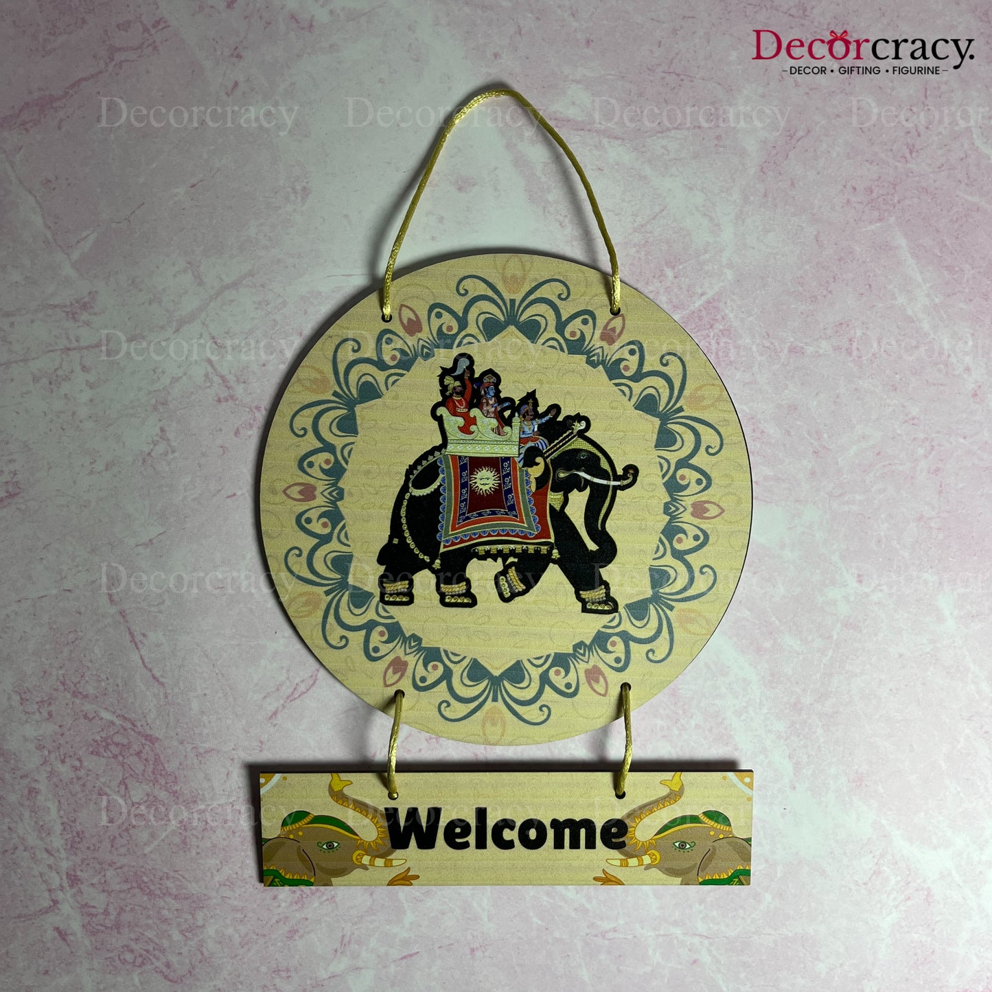 Welcome Sign Rajasthani Wooden Wall Hanging Décor