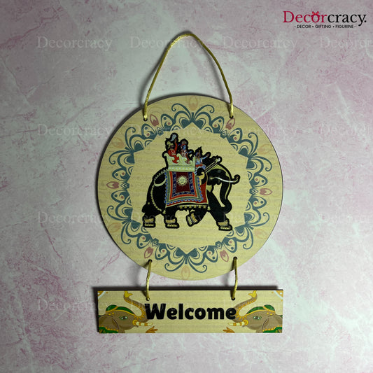 Welcome Sign Rajasthani Wooden Wall Hanging Décor