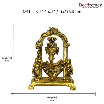 Shree Ganesh Riddhi Siddhi Mehraab Idol Metal golden