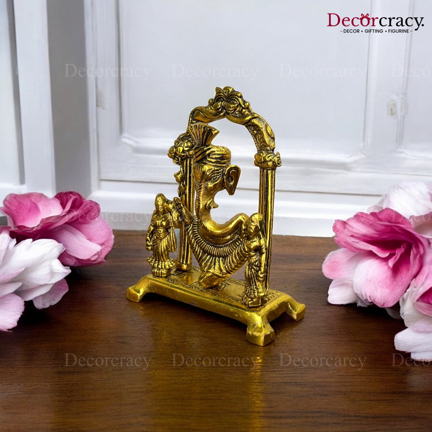 Shree Ganesh Riddhi Siddhi Mehraab Idol Metal golden