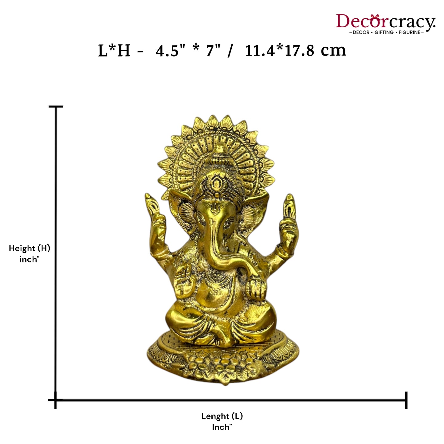 Shree Ganesh Halo Idol Metal golden