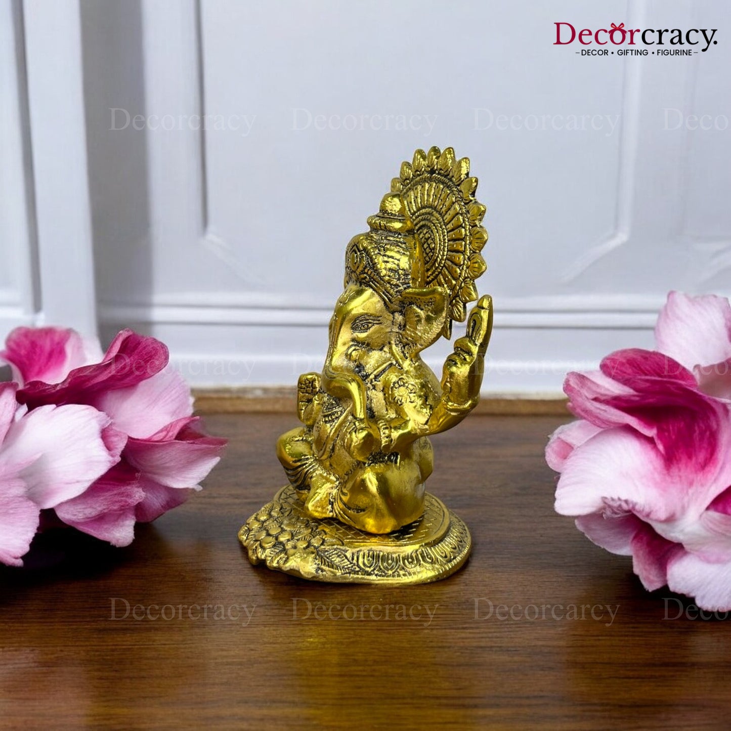 Shree Ganesh Halo Idol Metal golden