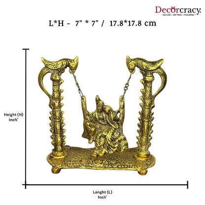 Shree Radha Krishna Peacock Jhula Metal golden