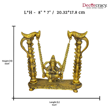 Shree Ganesh Peacock Jhula Metal golden