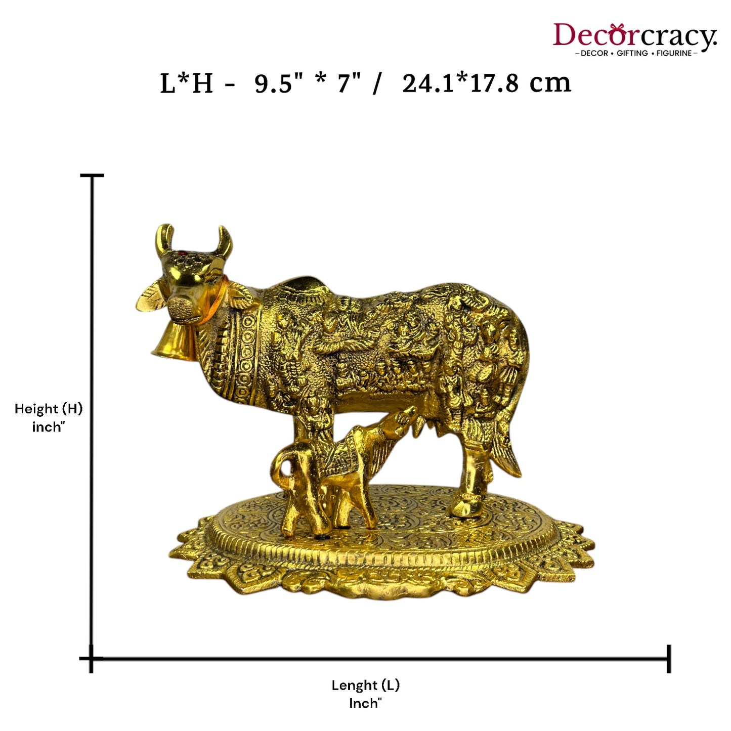 Kaamdhenu Guy God incarved Metal golden