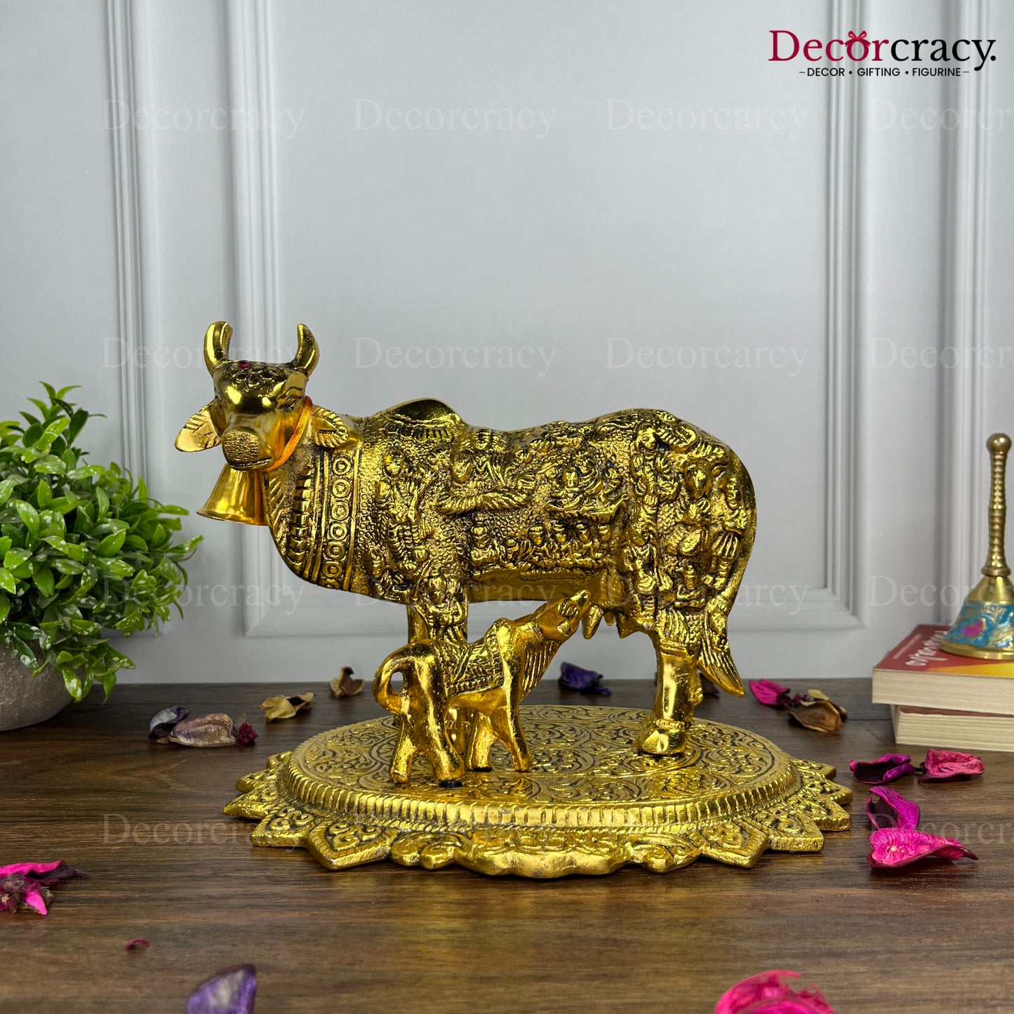 Kaamdhenu Guy God incarved Metal golden