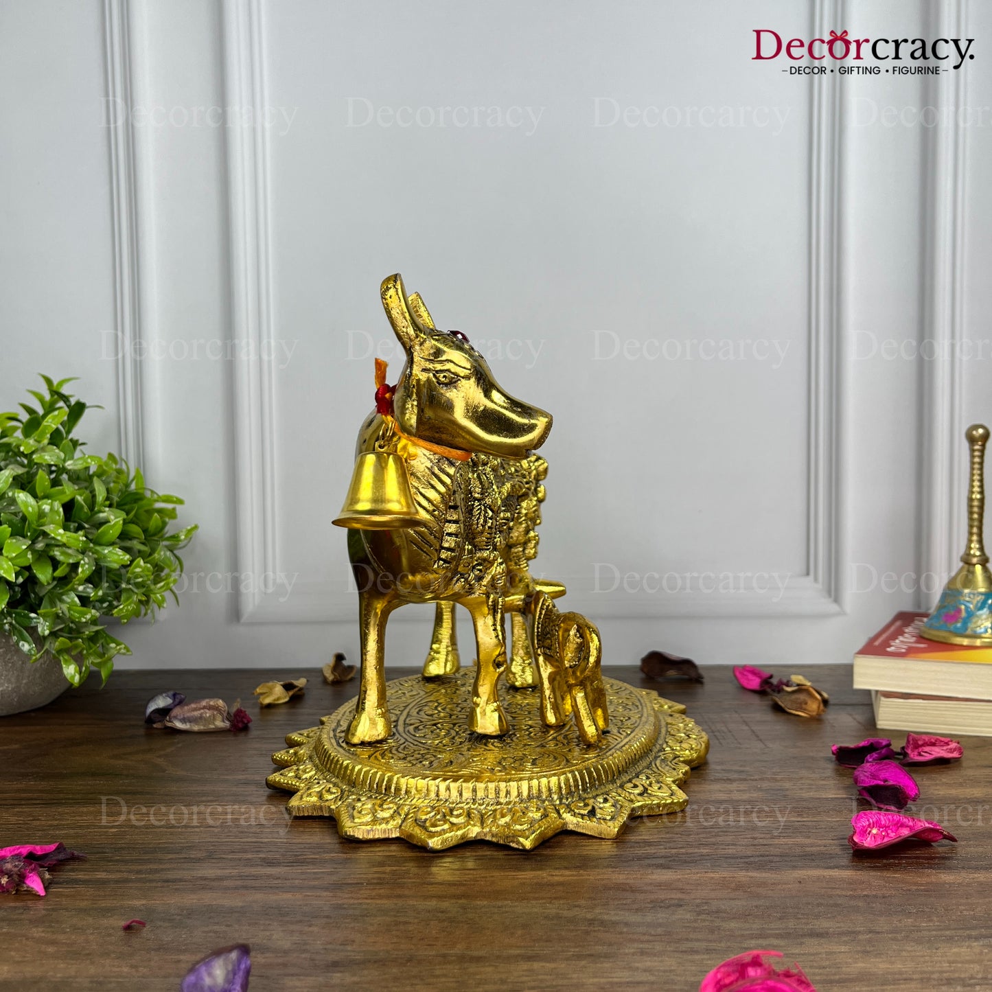 Kaamdhenu Guy God incarved Metal golden