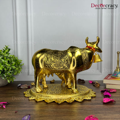 Kaamdhenu Guy God incarved Metal golden