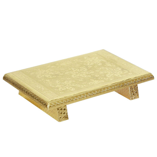 Rajwadi Golden Patla Chowki for Pooja 12*18" Wooden