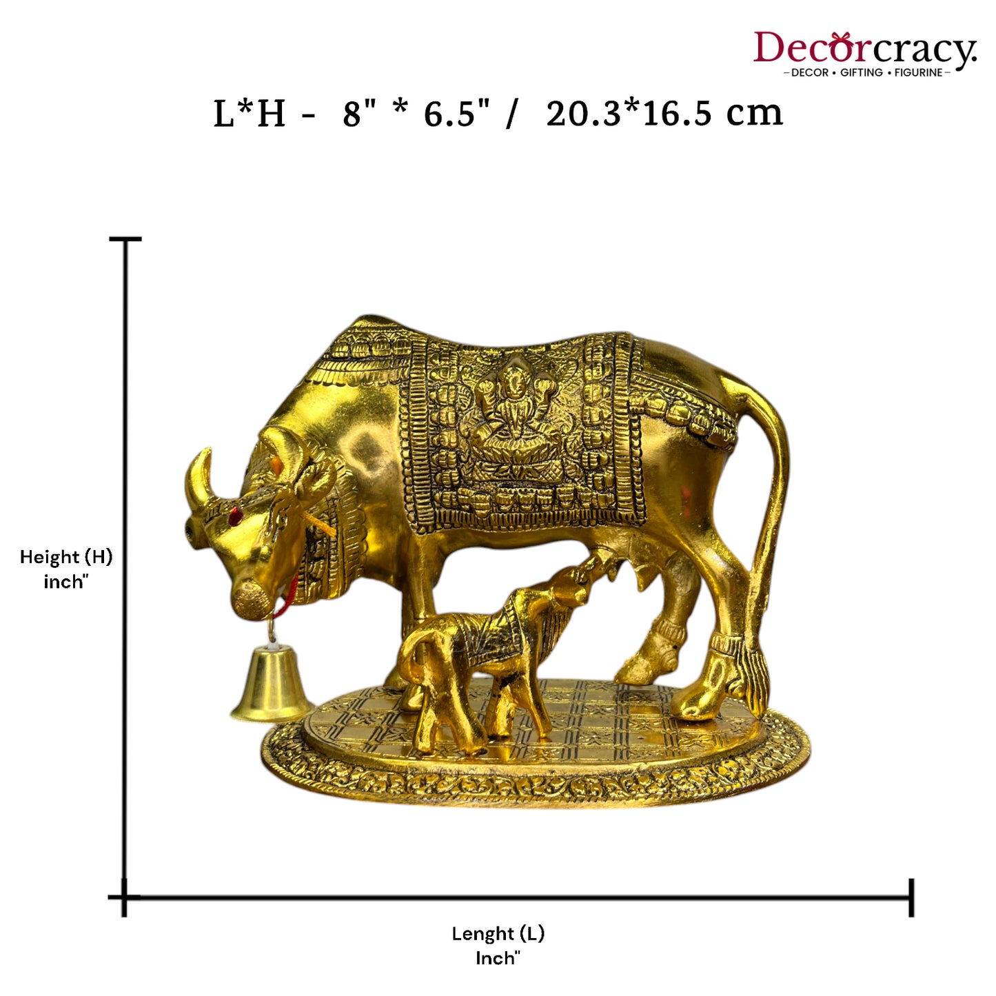 Kaamdhenu Guy Laxmi Ganesh incarved Metal golden