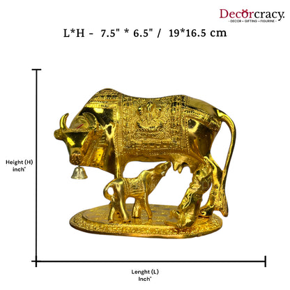 Laddu Gopal Kaamdhenu Guy Laxmi Ganesh incarved Metal golden