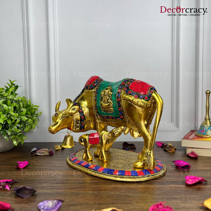 Kaamdhenu Guy Laxmi Ganesh incarved Metal Multicolor
