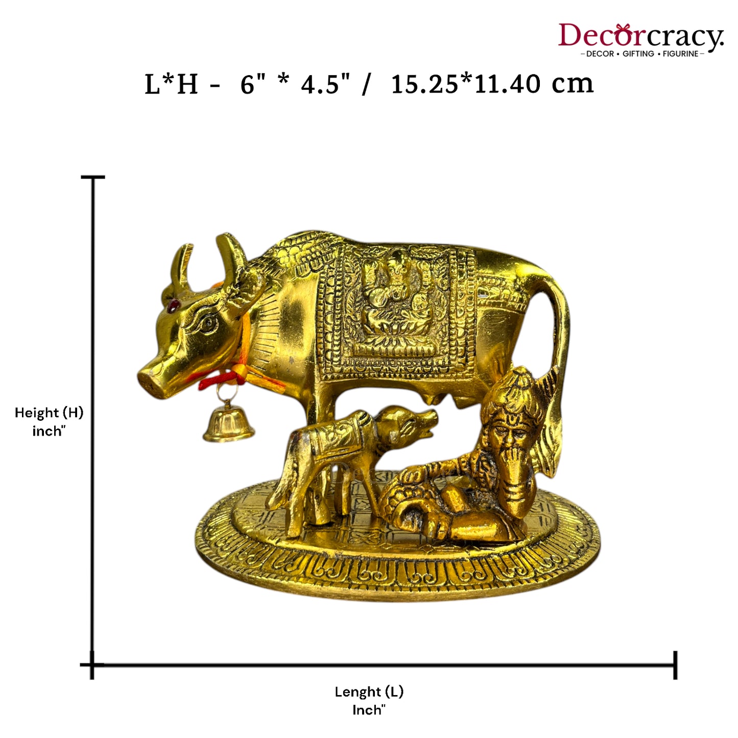 Laddu Gopal Kaamdhenu Guy Laxmi Ganesh incarved Metal golden