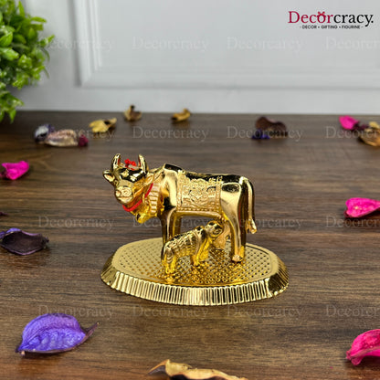 Kaamdhenu Guy SP Laxmi Ganesh incarved Metal golden