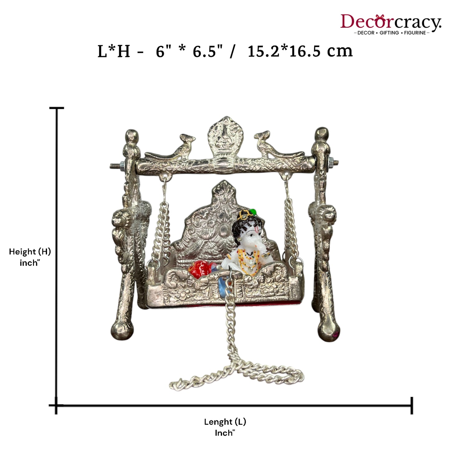 Laddu Gopal Peacock Jhula Metal silver