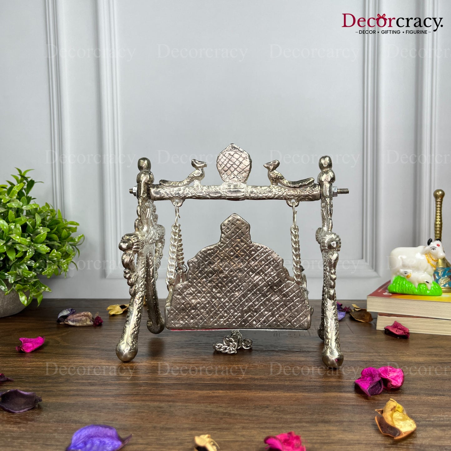 Laddu Gopal Peacock Jhula Metal silver